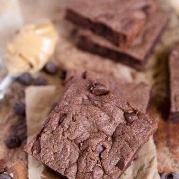 A close up of Chocolate Peanut Butter Brownies