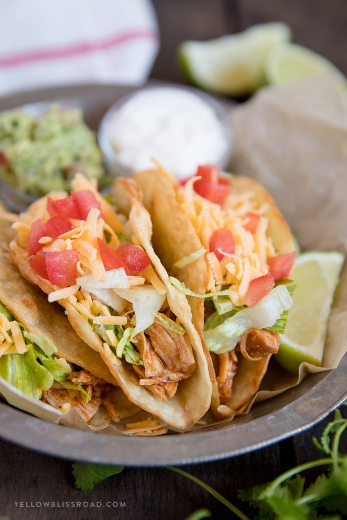 Chicken tacos with homemade fried tortilla shells