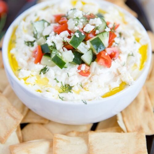 Greek Whipped Feta Cheese Dip with Greek Yogurt and Dill