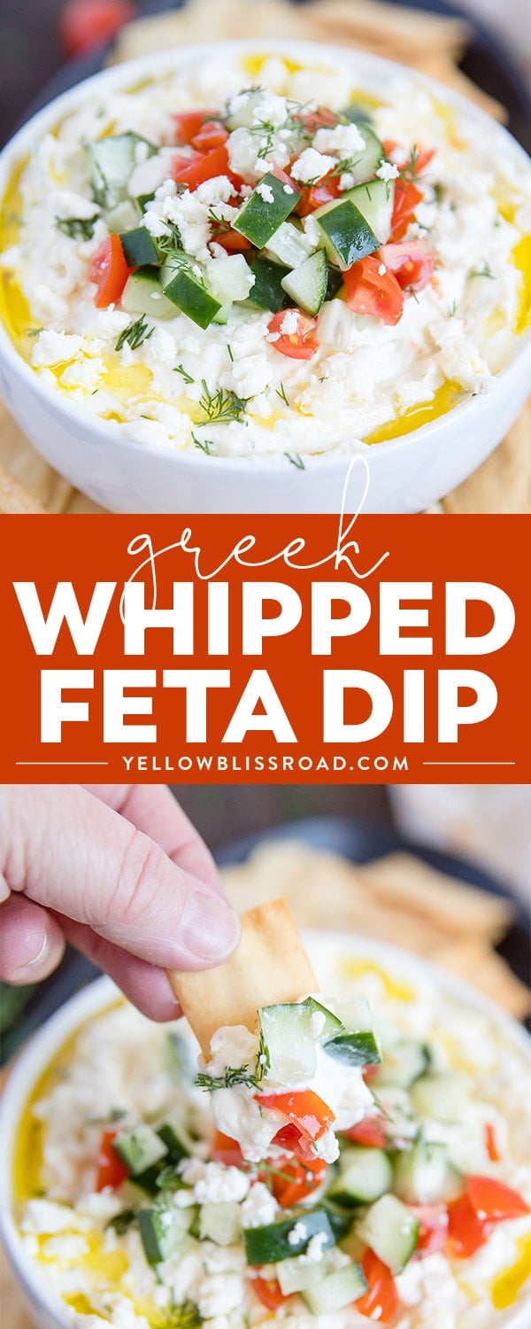 Greek Whipped Feta Cheese Dip with Greek Yogurt and Dill