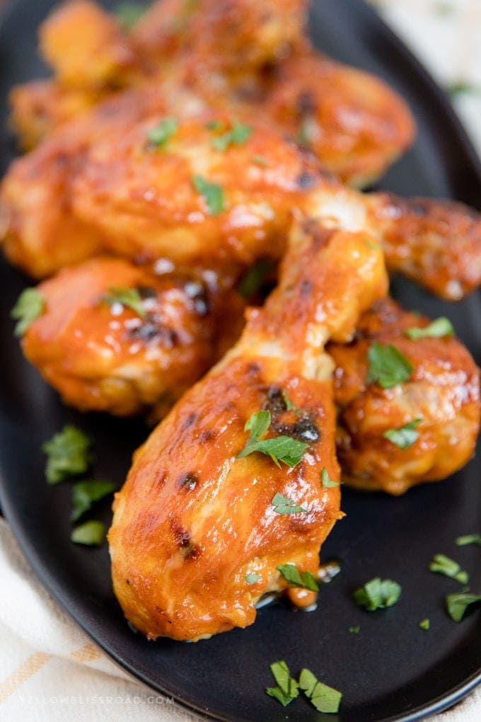 Baked Honey Mustard Chicken Drumsticks close up