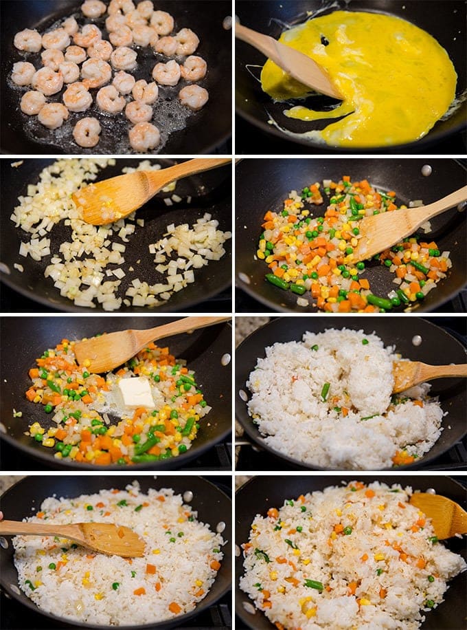 How to make Shrimp Fried Rice collage of images