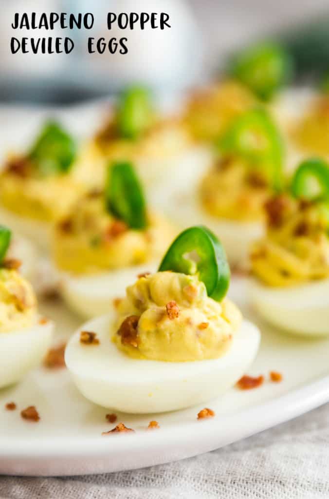 A plate of jalapeno popper deviled eggs