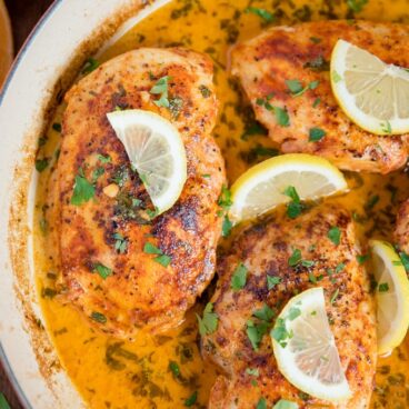 A pan of Lemon Butter Chicken