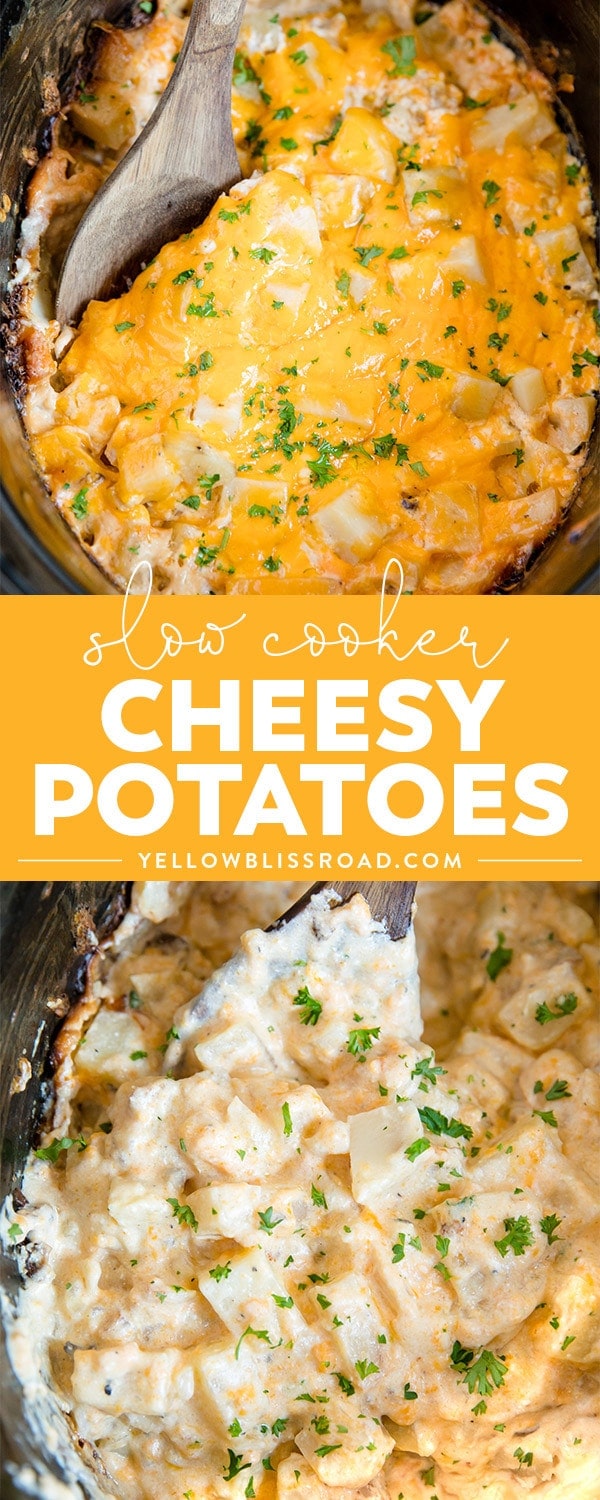 Crockpot Cheesy Potatoes - a delicious side dish with soft and tender chunks of fresh potatoes in a creamy, cheesy sauce all made easily in the slow cooker. Crockpot Cheesy Potatoes - a delicious side dish with soft and tender chunks of fresh potatoes in a creamy, cheesy sauce all made easily in the slow cooker.