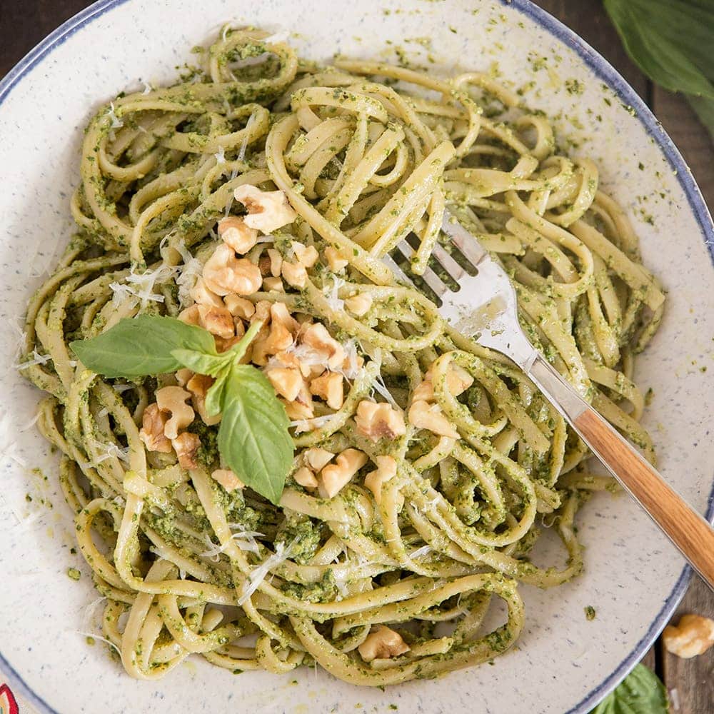 Walnut Basil Pesto Recipe for Pasta, Sandwiches, Pizza and More!