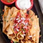 A plate of Cream Cheese Chicken Taquitos