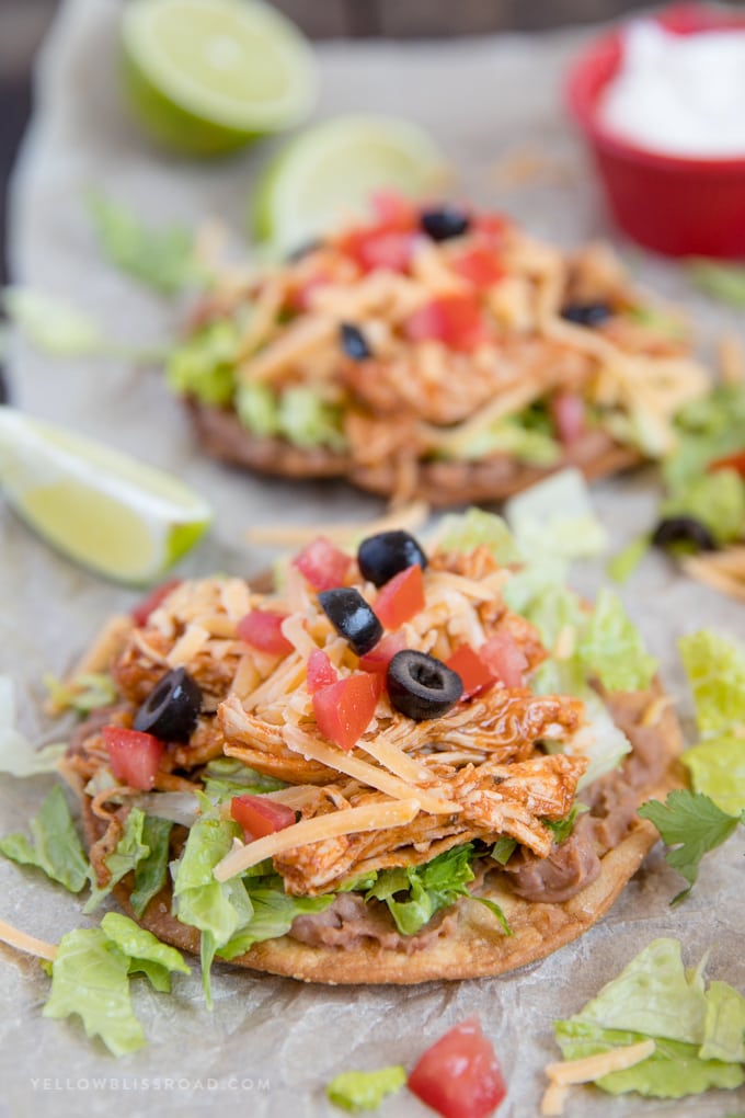 Easy Chicken Tostadas with limes