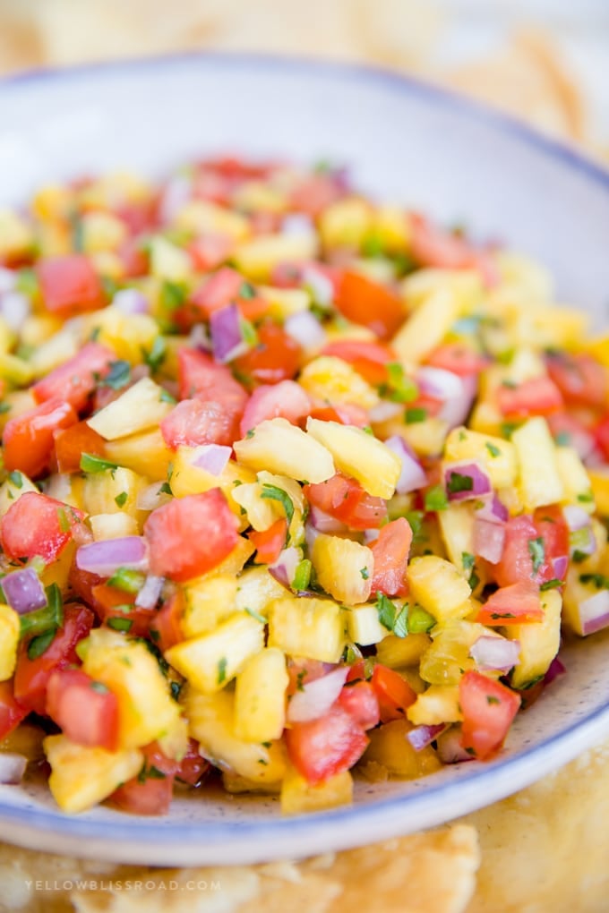 close up photo of fresh pineapple salsa