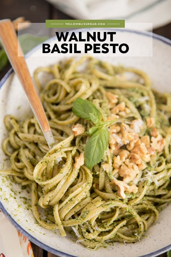 Walnut Basil Pesto pinterest friendly image