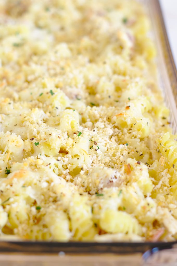 Easy Chicken Cordon Bleu Casserole just out of the oven