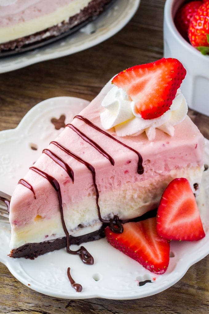 A slice of homemade ice cream cake. 