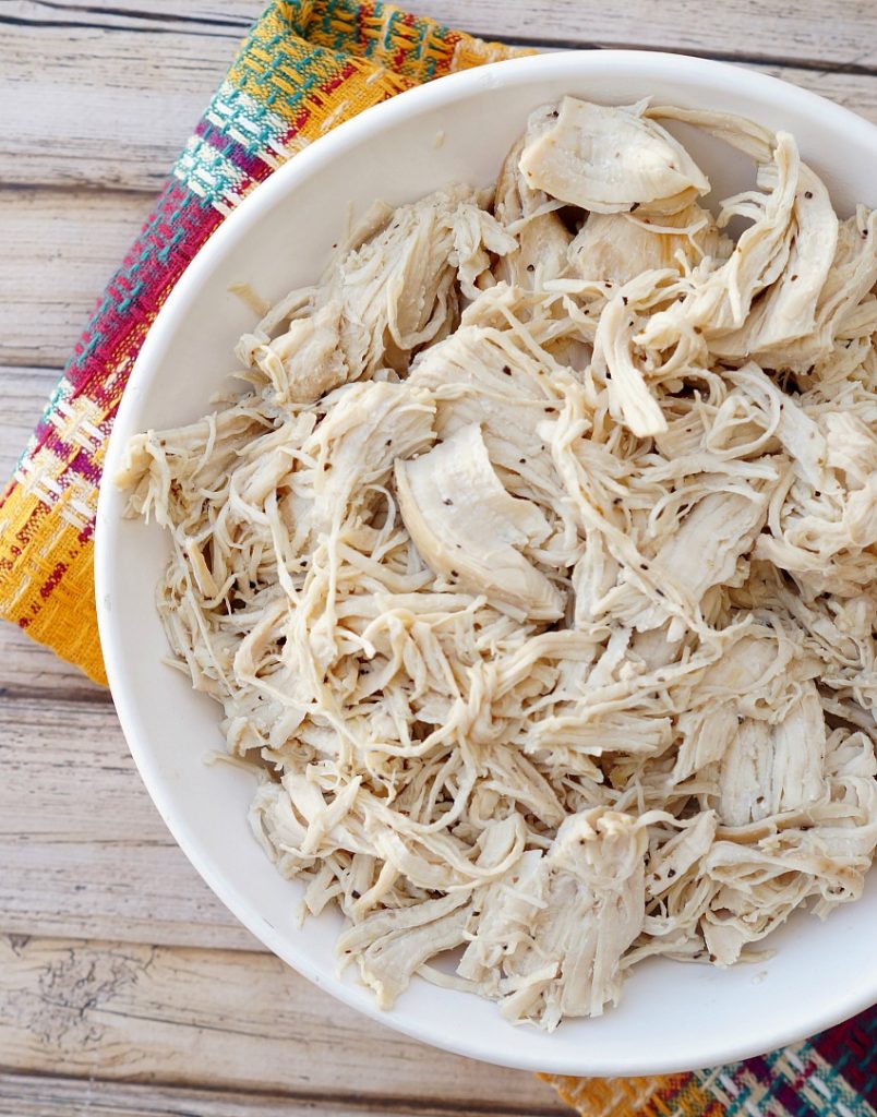 moist shredded chicken made in a pressure cooker