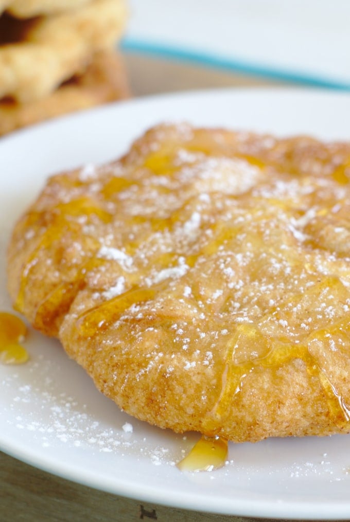 Indian Fry Bread topped with honey and powdered sugar.
