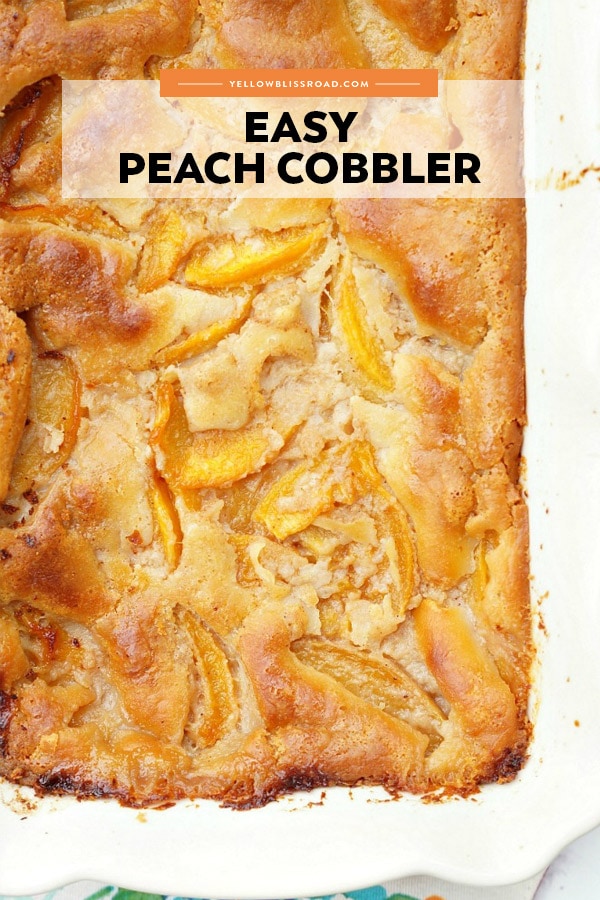 Easy Peach Cobbler image with title text overlay