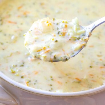 A bowl of Broccoli Cheese Soup