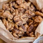 A close up of churro flavored walnuts