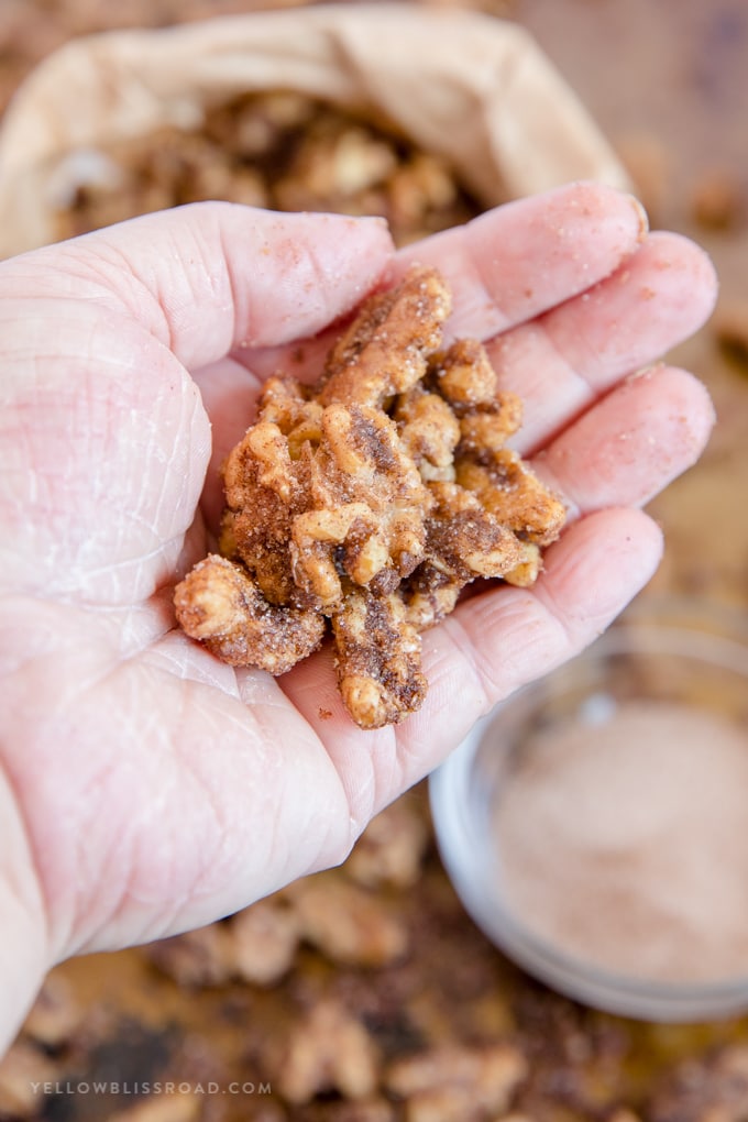 Churros Walnuts in someone's hand.