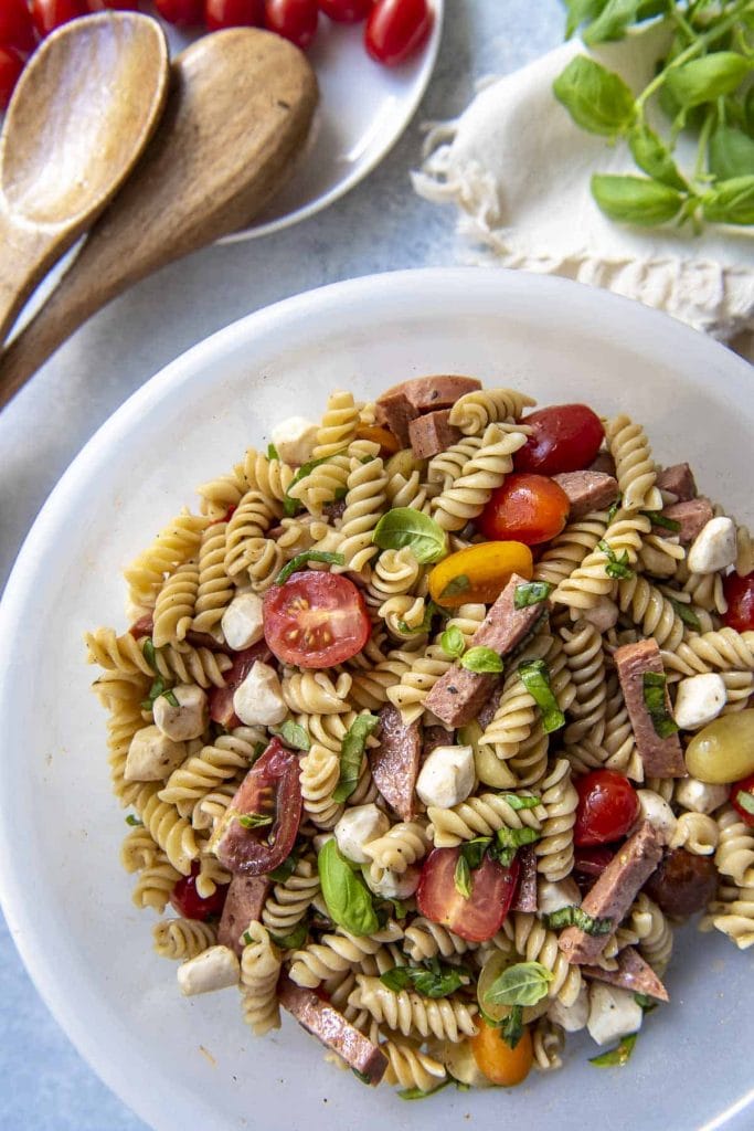 Easy Caprese Pasta Salad from The Crumby Kitchen