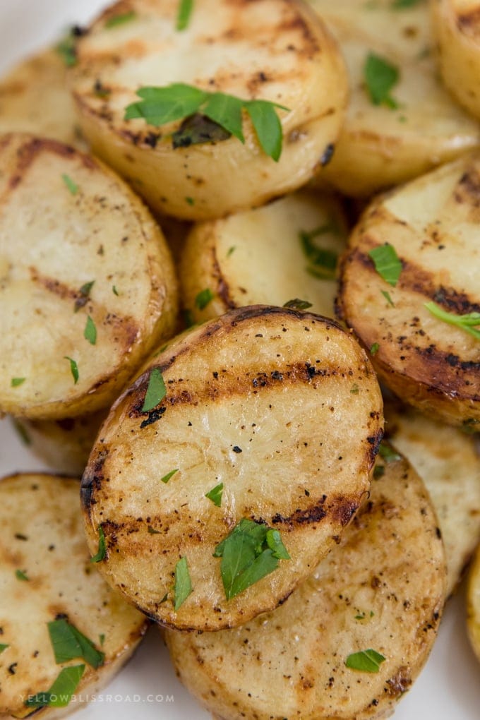 a grilled potatoes up close