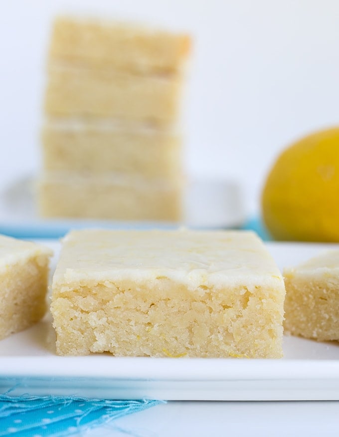 side view on lemon brownies