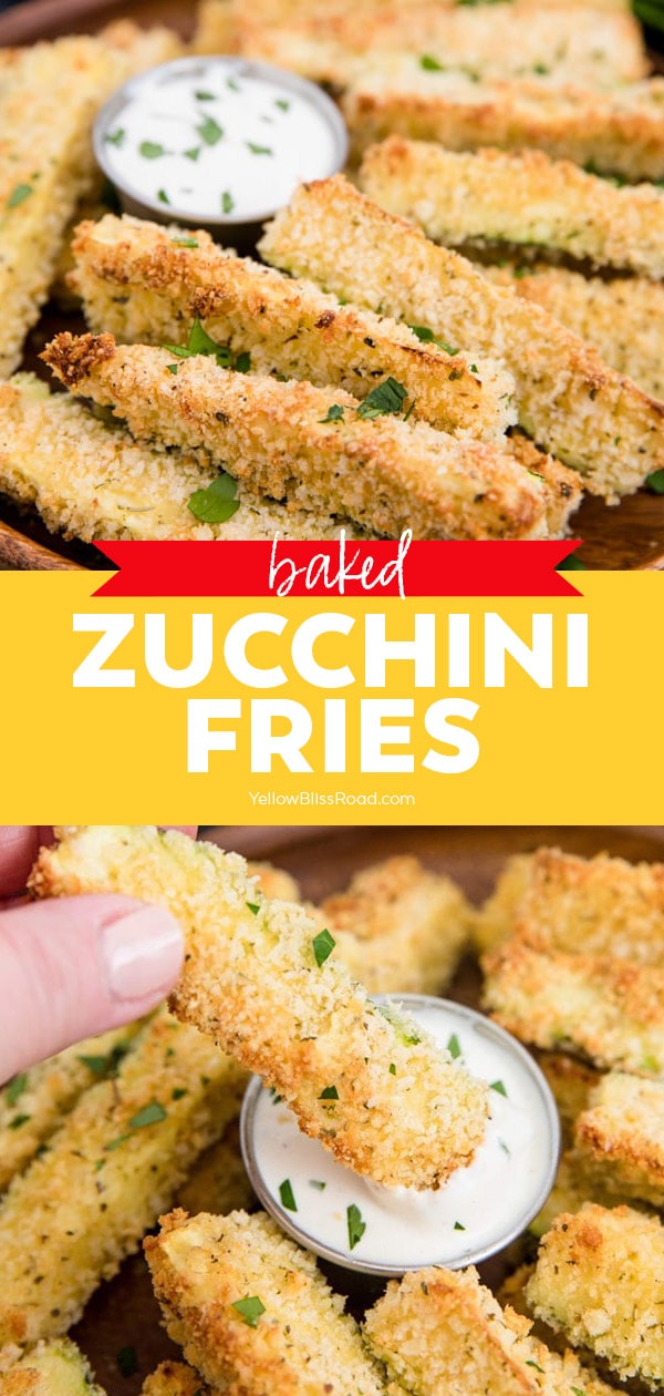 Baked Zucchini Fries with Parmesan and Garlic | YellowBlissRoad.com