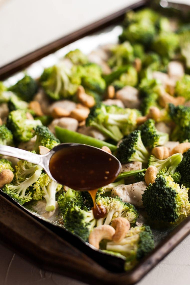 Cashew Chicken and Broccoli with sweet, savory sauce.