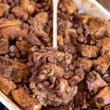 A close up of Chocolate Bread Pudding