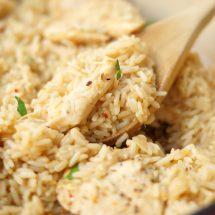 spoonful of Skillet Garlic Chicken and Rice Casserole