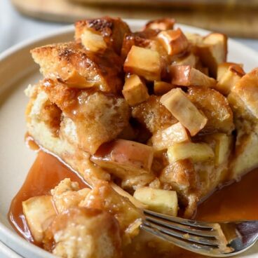 A plate of Apple French Toast Casserole