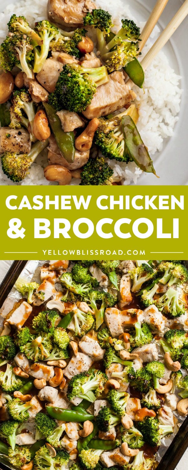 Cashew Chicken and Broccoli is a quick and easy dinner that everyone will love! Baked in the oven with a sweet and savory sauce, it's ready in less than 20 minutes!