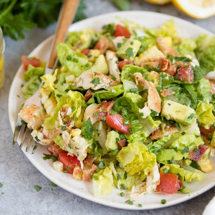 Bacon Avocado Chicken Salad with Lemon Vinaigrette Dressing