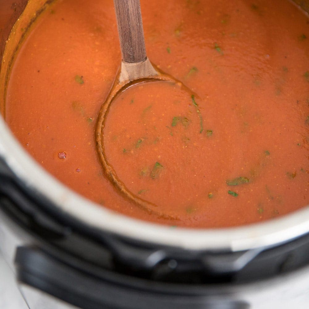 Social media image of instant pot tomato soup