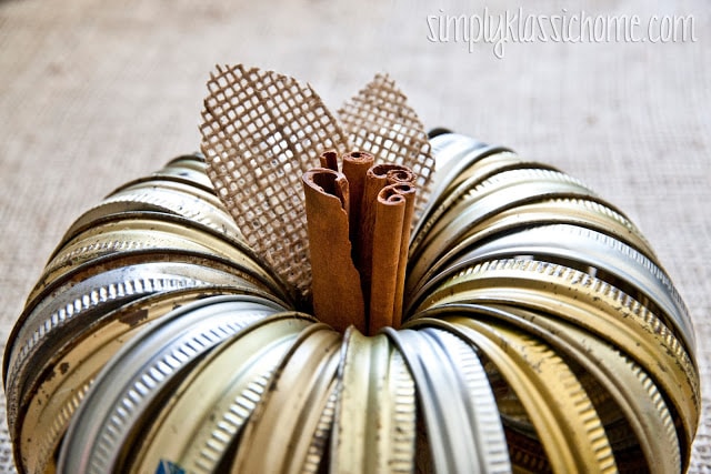 Pumpkin made of canning jar rings