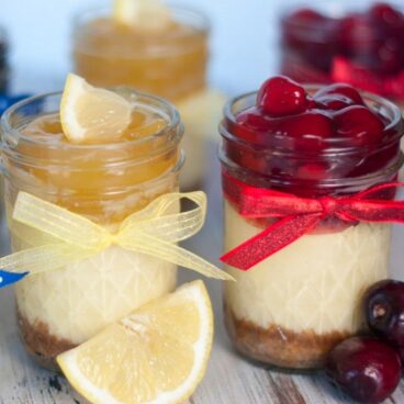 Jars with mini freezer cheesecakes