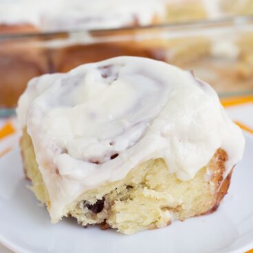 These homemade cinnamon rolls are so soft & gooey and baked to a golden brown perfection before being smothered in cream cheese frosting. I can't imagine breakfast without them!