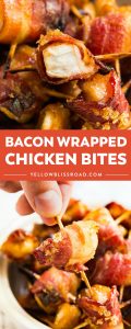Bacon Wrapped Chicken Bites are the sweet and savory snack that your friends will fight over! These little guys are deliciously addictive and perfect for game day!!