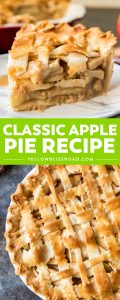 A flaky, delicious Classic Apple Pie Recipe is perfect for dessert all year round! Slightly crunchy cinnamon & caramel-coated apples are tucked into a homemade pie crust and baked into the prettiest dessert on the block!