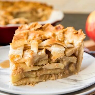 A close up of a slice of Apple Pie