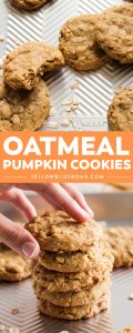 The perfect oatmeal cookie made with pumpkin and all your favorite spices for Fall! Tender and chewy without being fluffy (like traditional pumpkin cookies), these Oatmeal Pumpkin Cookies will be a hit all season long!