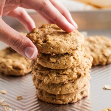 A stack of oatmeal pumpkin cookies