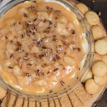 A bowl of Caramel Apple Cheesecake Dip