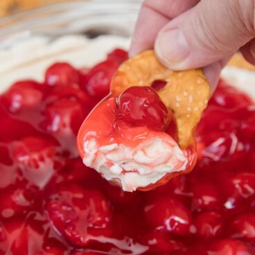 A close up of Cherry Cheesecake Dip