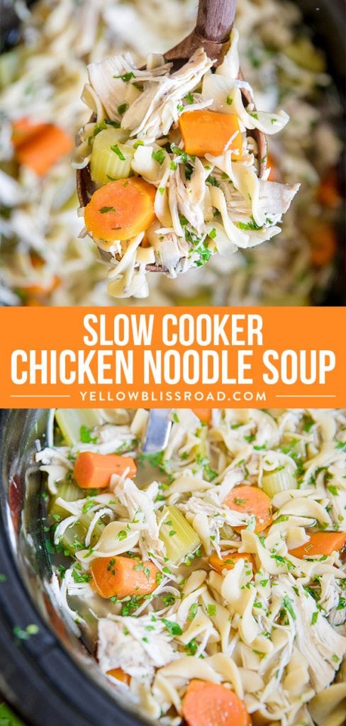 Easy Crockpot Chicken Noodle Soup Recipe | YellowBlissRoad.com