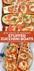 Social media image of Goat Cheese Marinara Zucchini Boats