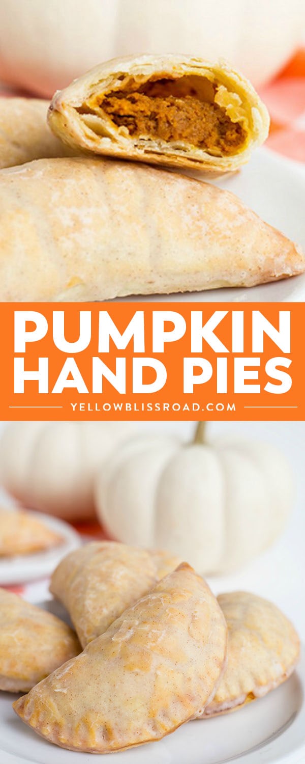 Pumpkin Hand Pies are an amazing fall dessert! Each pie is stuffed with a pumpkin pie filling, baked to perfection, then dipped in maple cinnamon glaze!