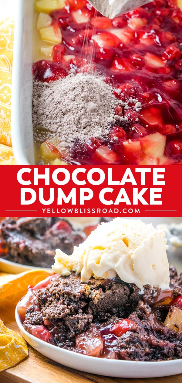 Chocolate Cherry Dump Cake recipe collage