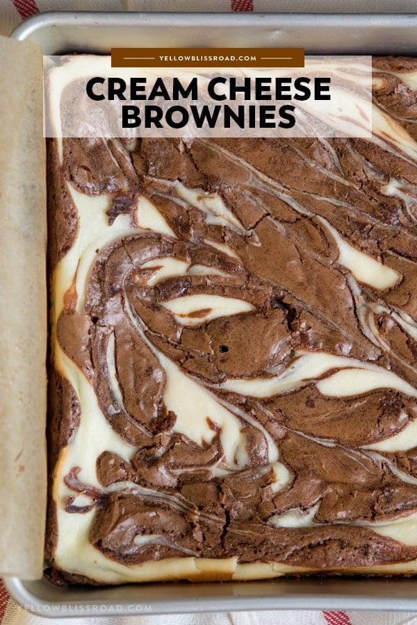 Cream Cheese Brownies pinnable image with title text