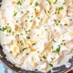 Pan full of garlic parmesan tortellini