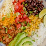 Plate filled with ground turkey taco bowl